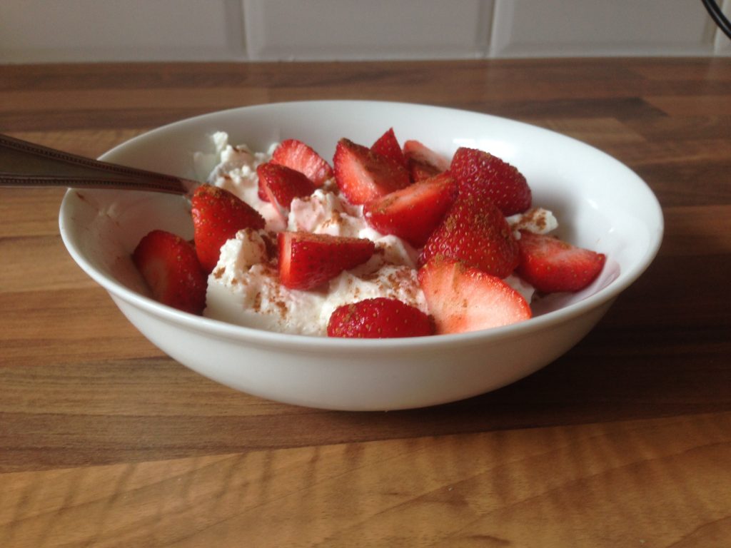 Greek yoghurt and strawberries healthy breakfast