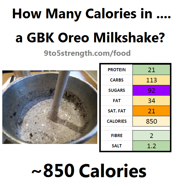how many calories in GBK oreo milkshake gourmet burger kitchen