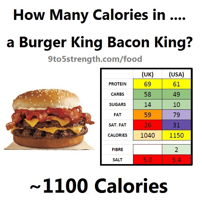 how many calories in burger king bacon king