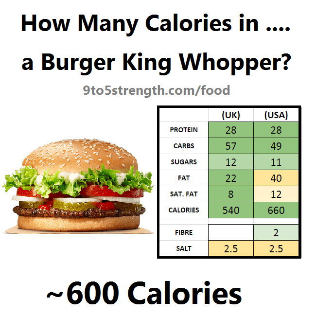 how many calories in burger king whopper