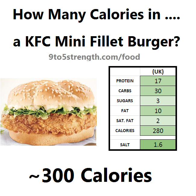 how many calories in kfc mini fillet burger