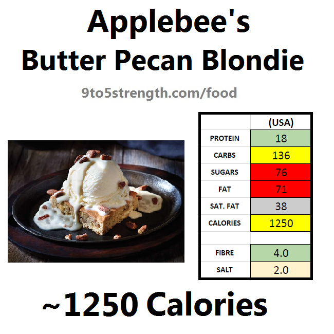 applebee's nutritional information calories butter pecan blondie
