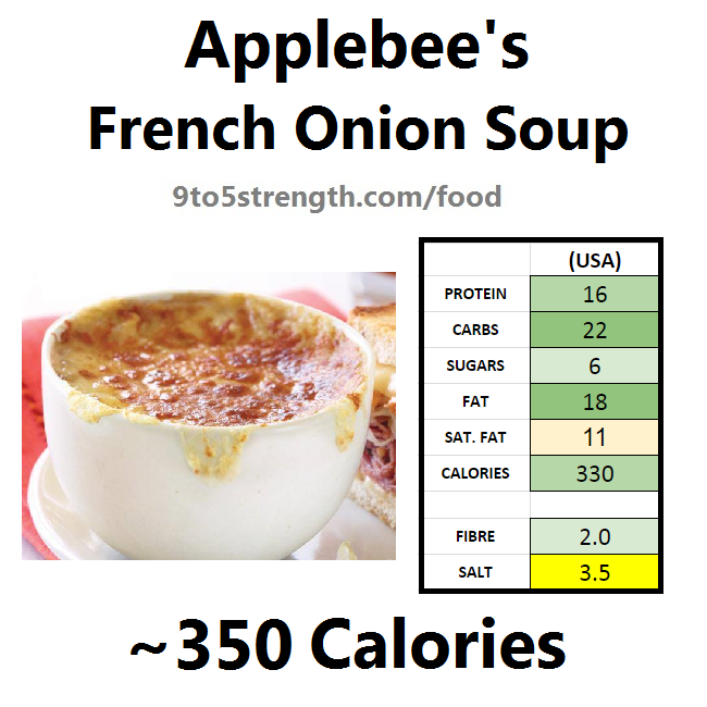 applebee's nutritional information calories soup french onion