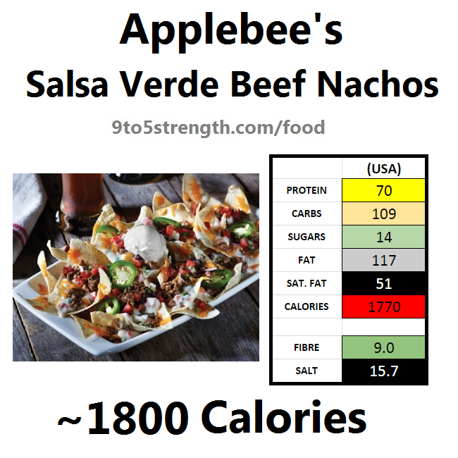 applebee's nutritional information calories salsa verde beef nachos