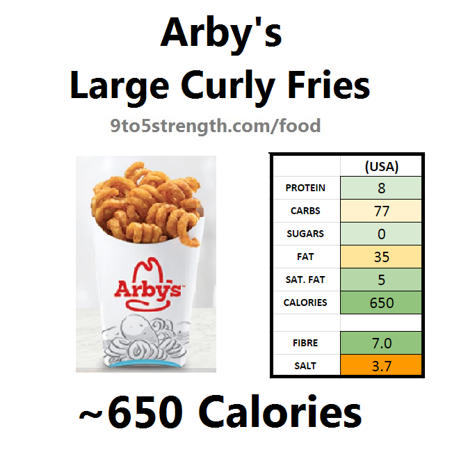 arby's nutrition information calories large curly fries