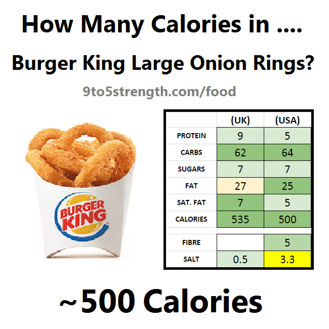 how many calories in burger king large onion rings