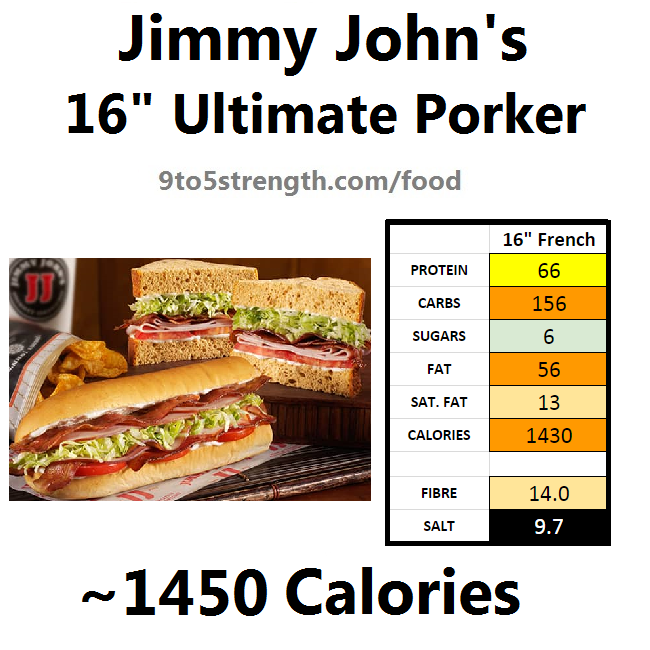 jimmy john's nutrition information calories ultimate porker