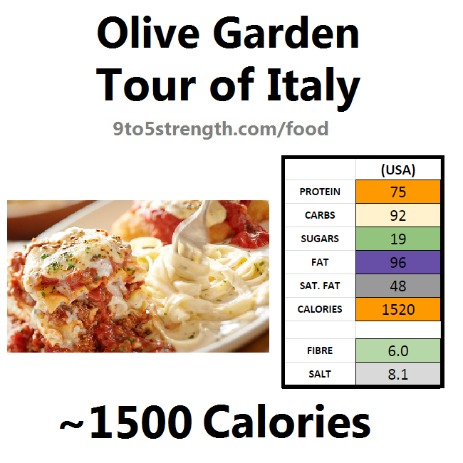 olive garden nutrition information calories tour of italy