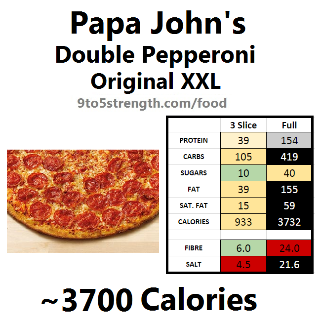 papa john's nutrition information calories original xxl