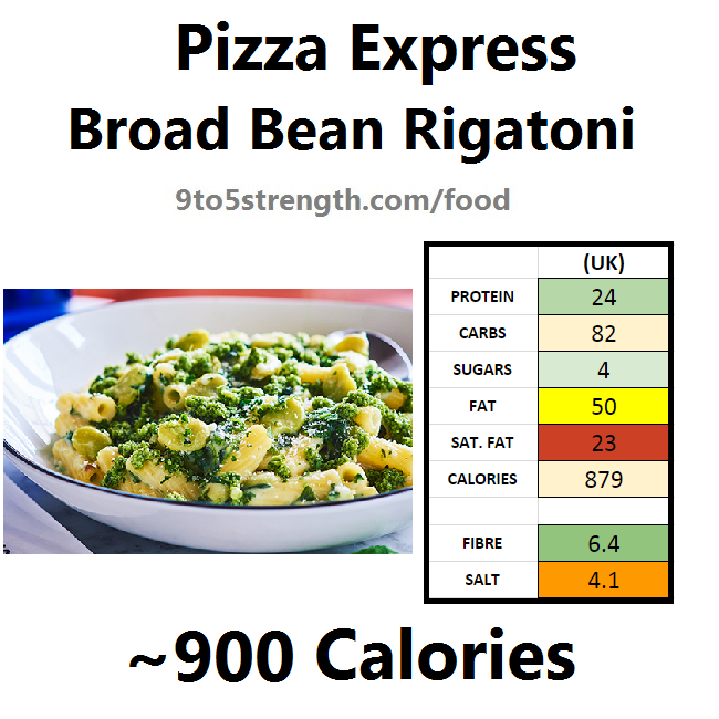 pizza express calories nutrition information broad bean rigatoni
