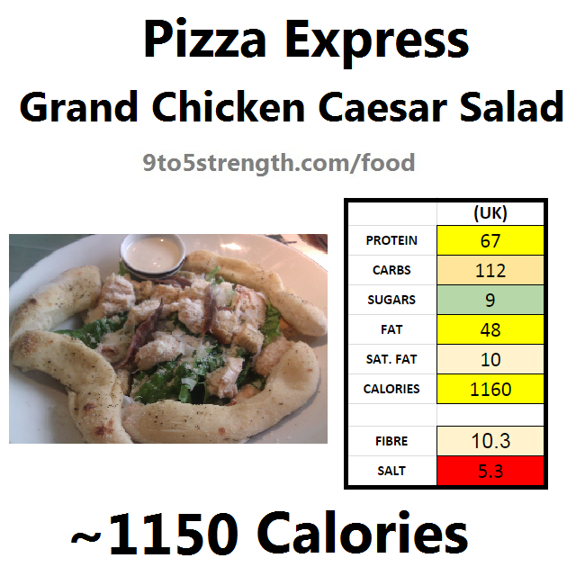 pizza express calories nutrition information grand chicken caesar salad