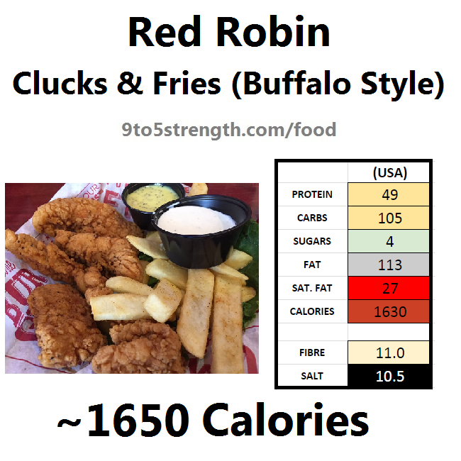nutrition information calories red robin clucks fries