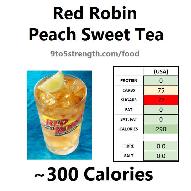 nutrition information calories red robin peach sweet tea