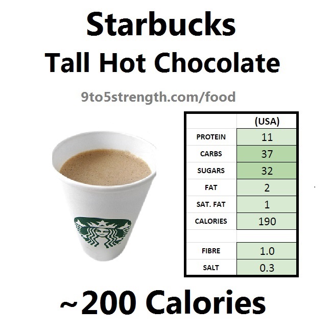 starbucks nutrition information calories hot chocolate
