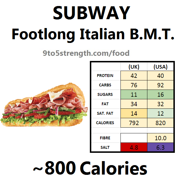 subway nutrition information calories italian b.m.t. 