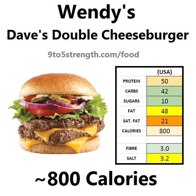 wendy's nutrition information calories dave's double cheeseburger