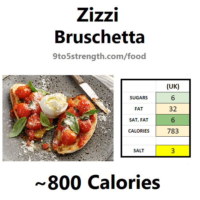 nutrition information calories zizzi bruschetta