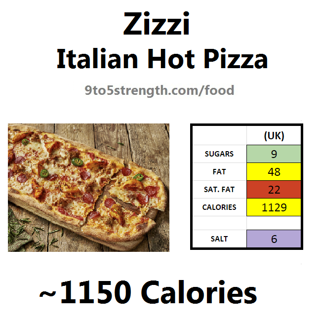 nutrition information calories zizzi italian hot pizza