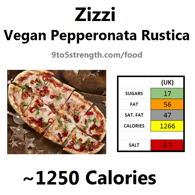 nutrition information calories zizzi vegan pepperonata rustica
