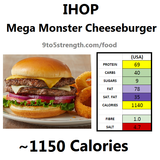 nutrition information calories IHOP mega monster cheeseburger