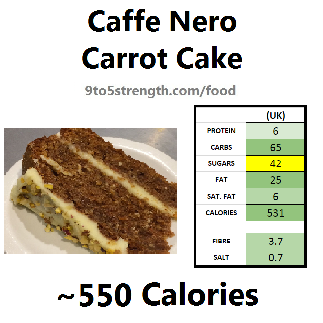 nutrition information calories caffe nero carrot cake