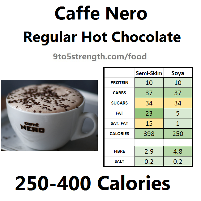 nutrition information calories caffe nero hot chocolate