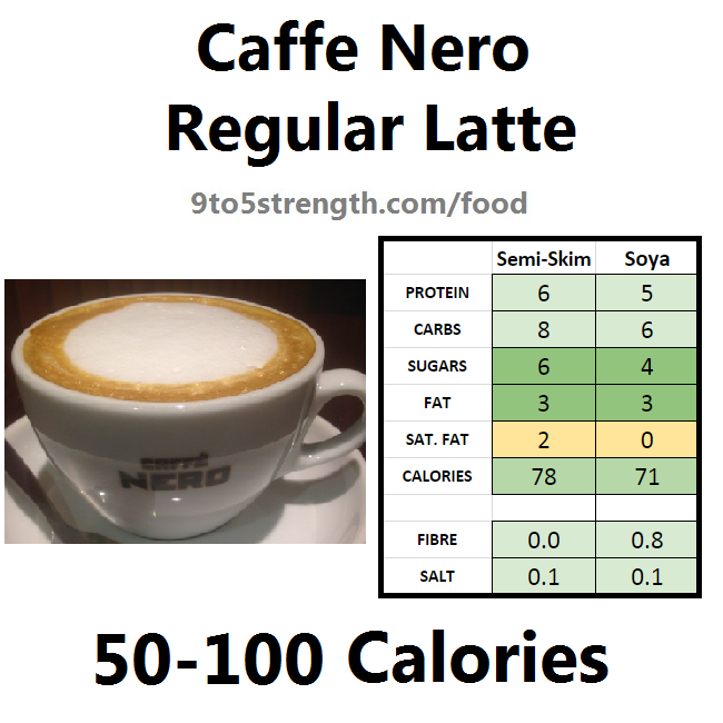 nutrition information calories caffe nero latte