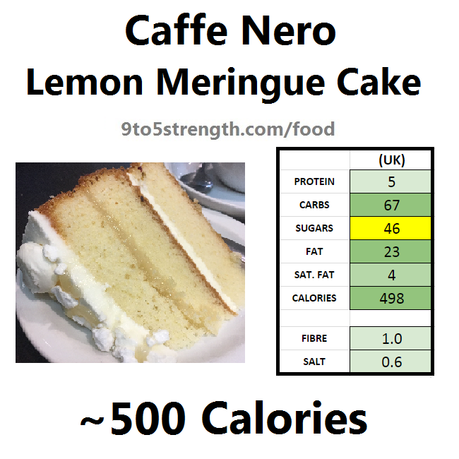 nutrition information calories caffe nero lemon meringue cake