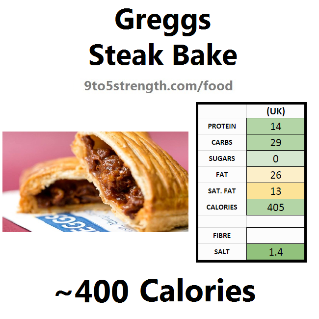 greggs nutrition information calories steak bake