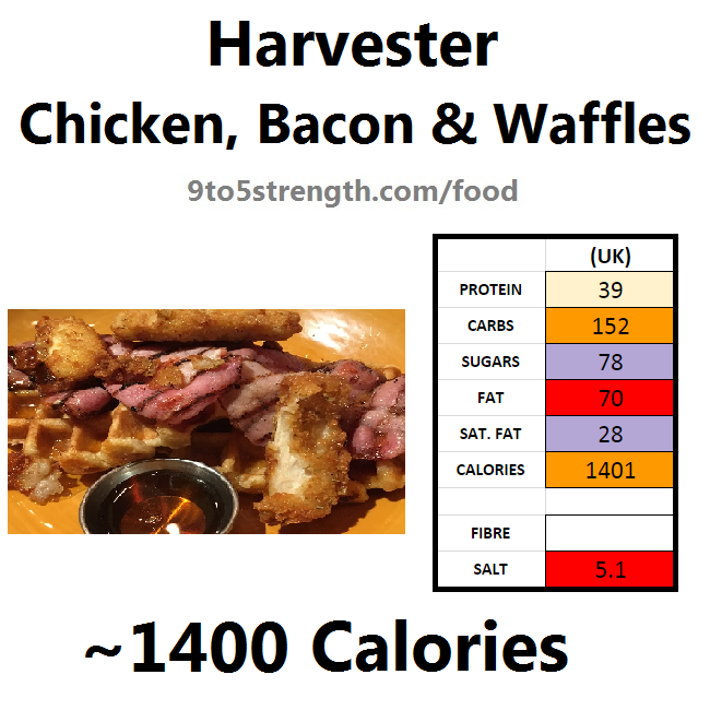 harvester nutrition information calories chicken bacon waffles