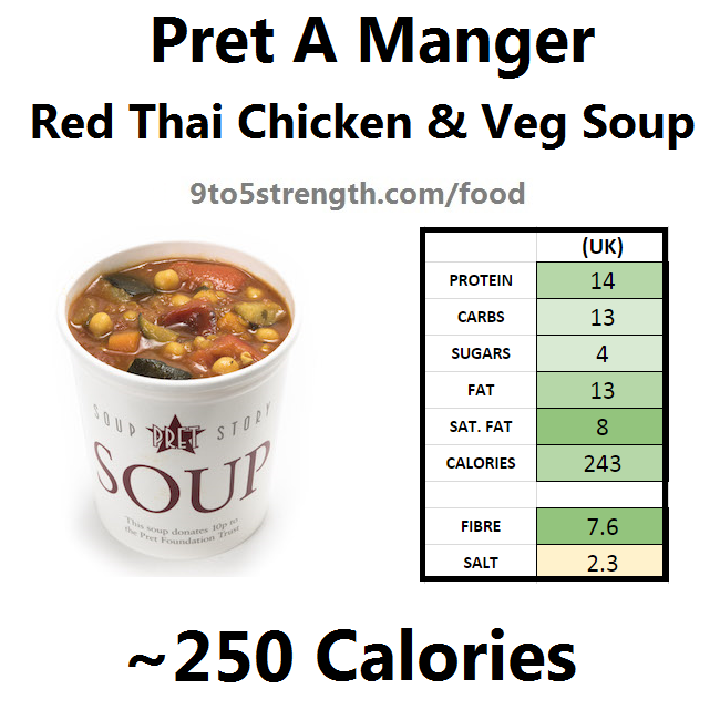 nutrition information calories pret chicken veg soup