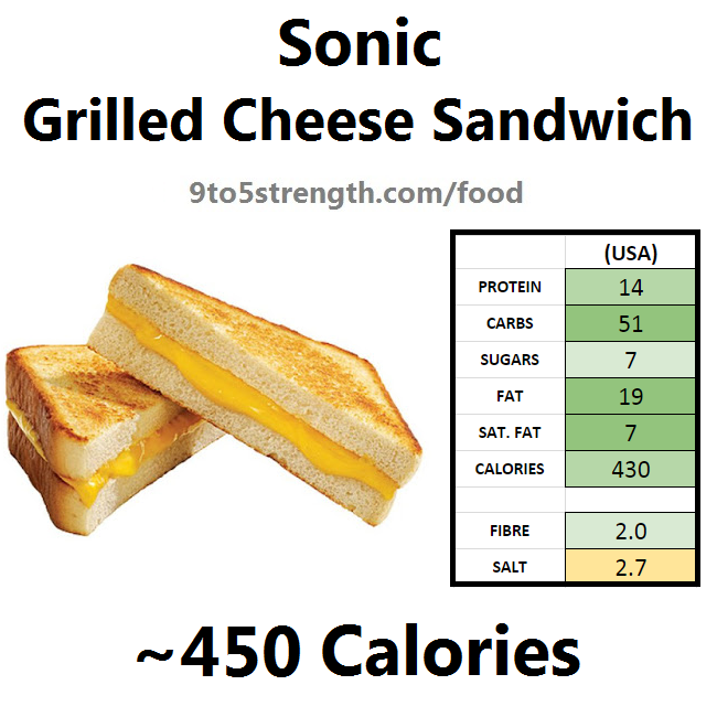 calories in sonic grilled cheese sandwich