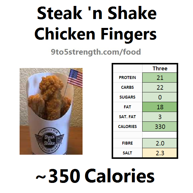 steak n shake nutrition information calories chicken fingers