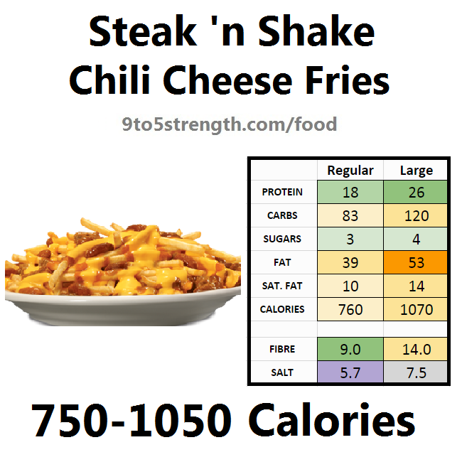 steak n shake nutrition information calories chili cheese fries