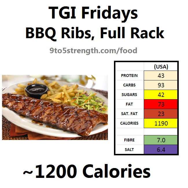 TGI Fridays calories nutrition information menu bbq ribs full rack