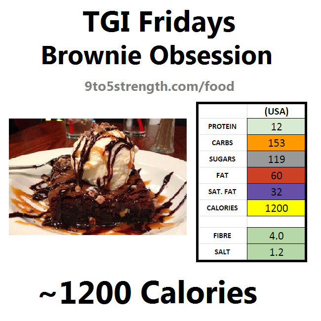 TGI Fridays calories nutrition information menu brownie obsession