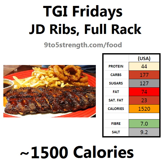 TGI Fridays calories nutrition information menu jd ribs full rack