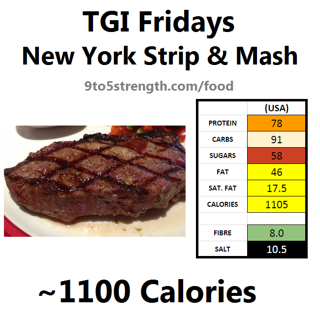 TGI Fridays calories nutrition information menu new york strip mash