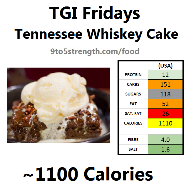 TGI Fridays calories nutrition information menu tennessee whiskey cake