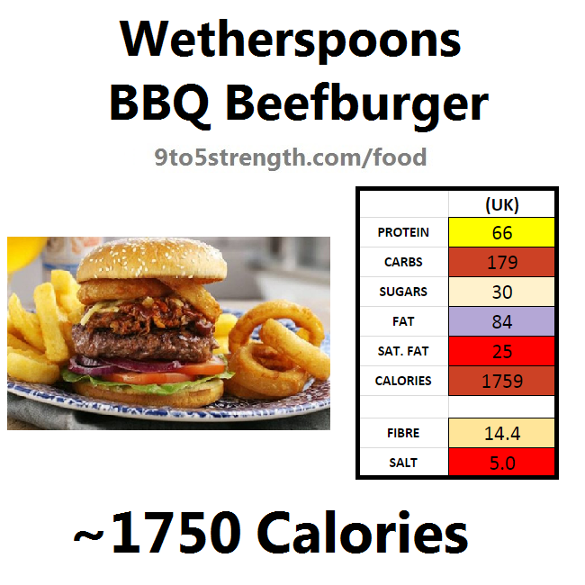 wetherspoons nutrition information calories bbq beefburger