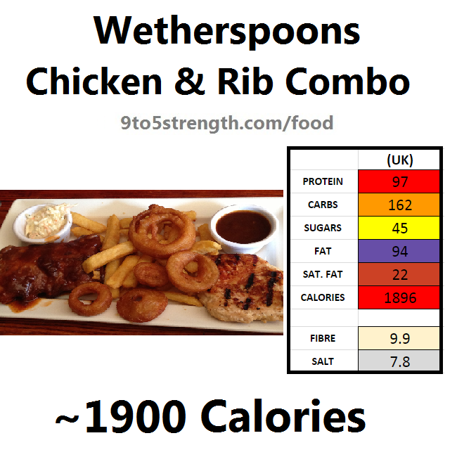wetherspoons nutrition information calories chicken rib combo