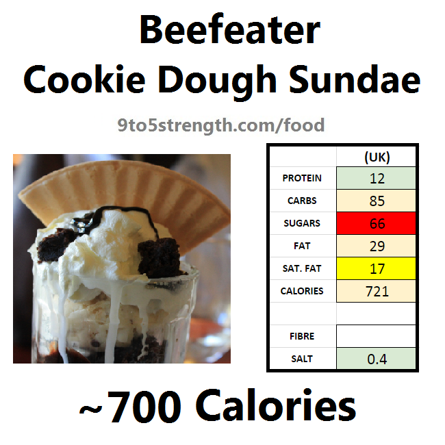 calories in beefeater cookie dough sundae