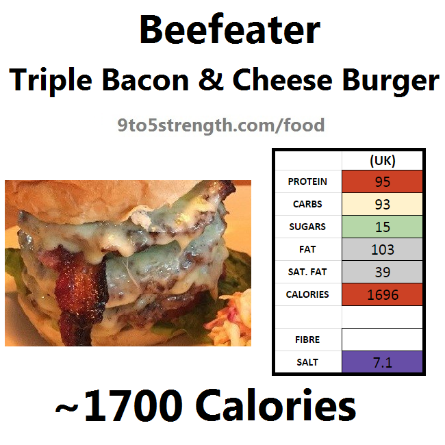 calories in beefeater triple bacon cheese burger