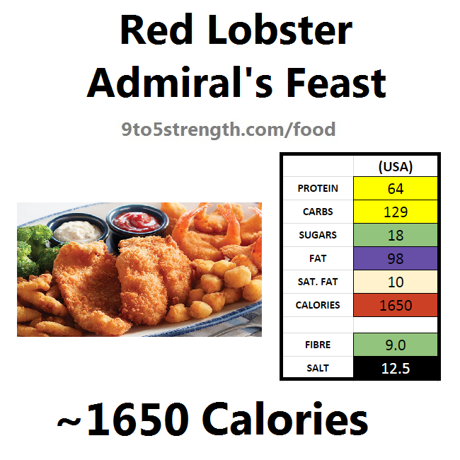nutrition information calories red lobster admiral's feast