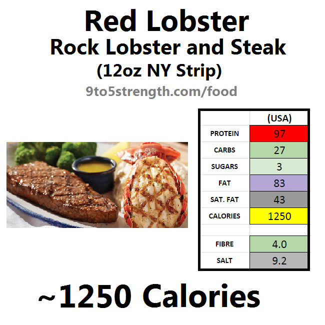 nutrition information calories red lobster rock lobster steak