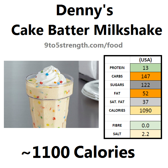 denny's milkshake calories