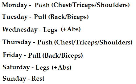 push pull legs ppl training split