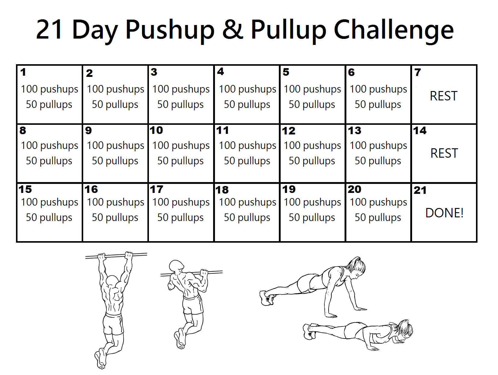 21 day pull up and push up challenge