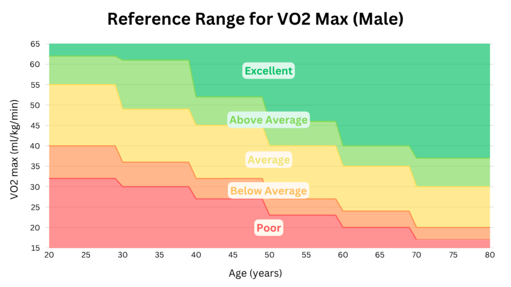 vo2 max reference range males men